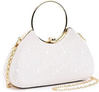 INOVERA (LABEL) Hand Clutches for Women and Girls - Stylish Ladies Party Wedding Clutch Purse with Ring Handle and Chain Strap