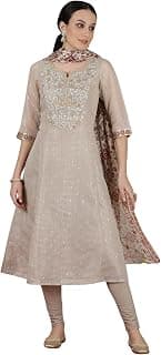 Aurelia Women’s Checked A-Line Kurta Set with Tights and Dupatta for Women