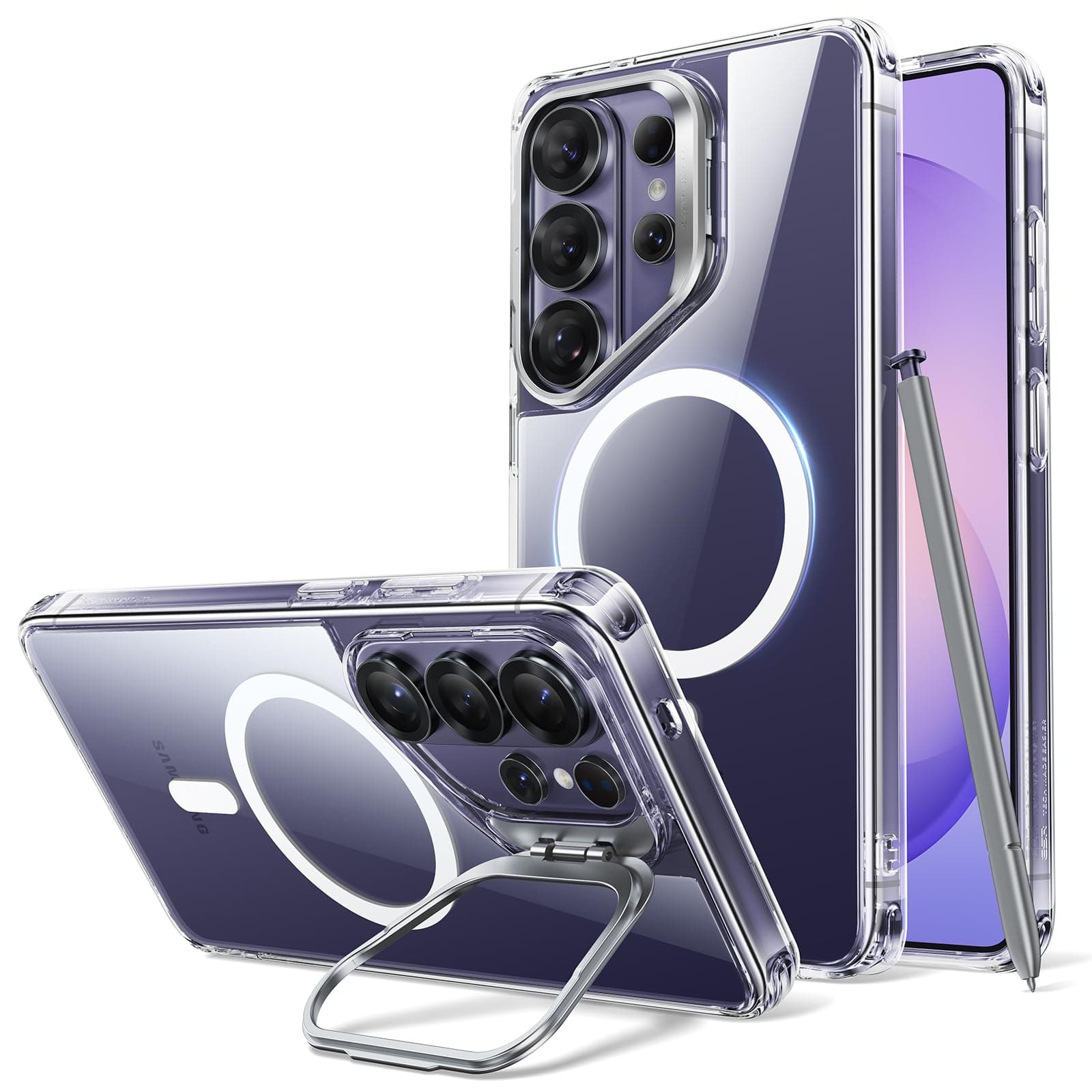 ESR for Samsung Galaxy S26 Ultra Case, Stash Stand, Compatible with MagSafe Accessories, TPU, Military-Grade Drop Protection, Hybrid Series, Clear
