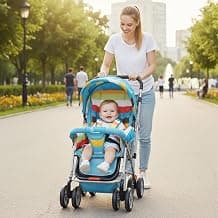R for Rabbit Lollipop Lite Baby Stroller for 0 to 3 Years with 5 Point Safety Harness | Reversible Handlebar | Cushioned Seat with 3 Level Seats Recline/Lightweight Pram for Kids (Multi Color)