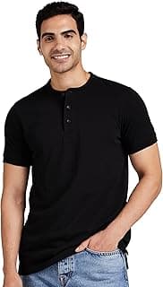 Amazon Brand - Symbol Men's Cotton Rich Polo T Shirt | Mandarin Collar Tshirts | Half Sleeves | Plain - Regular Fit (Available in Plus Sizes)