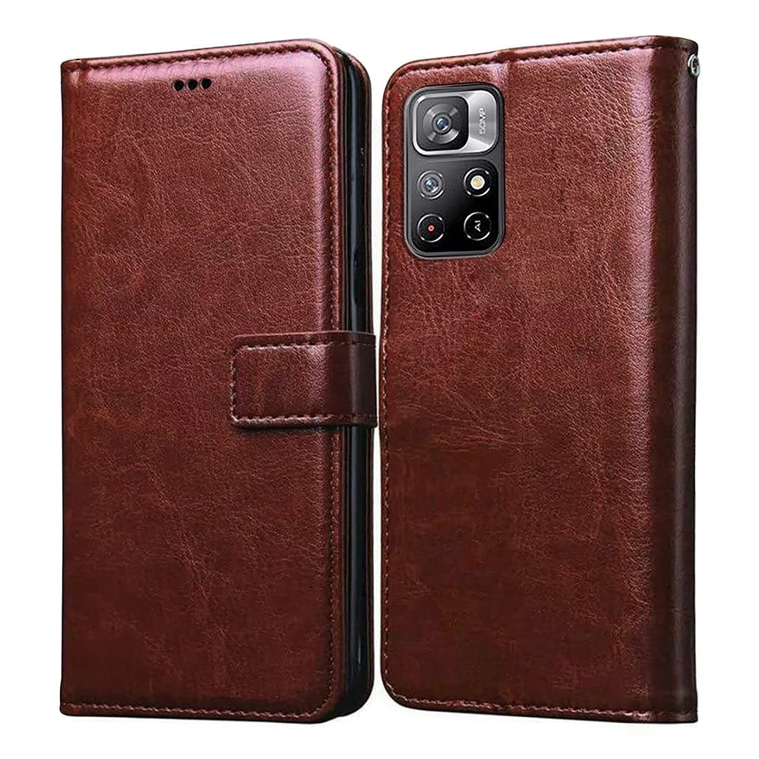 Amazon Brand-Solimo Flip for Mi Redmi Note 11T 5G (Leather_Brown)