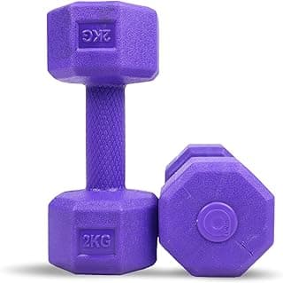 Aivin Coregrip 1.0 PVC Dumbbells I Set of 2 (2kg Each) I Hexagonal No-Roll Design with Easy-Grip Coating I Professional Home Gym Equipment for Strength Training, Pilates & Aerobics (Purple)