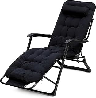 Livzing Zero Gravity Recliner Chair with Removable Cushion & Adjustable Headrest | 5-Position Foldable Lounge Chair | Heavy Duty Steel Frame | Patio, Garden, Balcony, Camping, Beach | Black