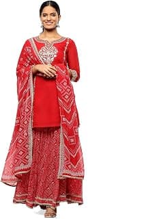 BIBA Women Polyester Blend Embroidered Festive Straight Suit Set