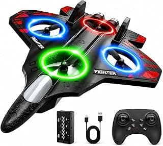 Remote Control Fighter Jet Toy, RC Airplane for Kids & Adults, Single Battery 2.4GHz Flying Aircraft with LED Lights, 360° Flips & Stunts, Easy to Fly Glider, Birthday Gift