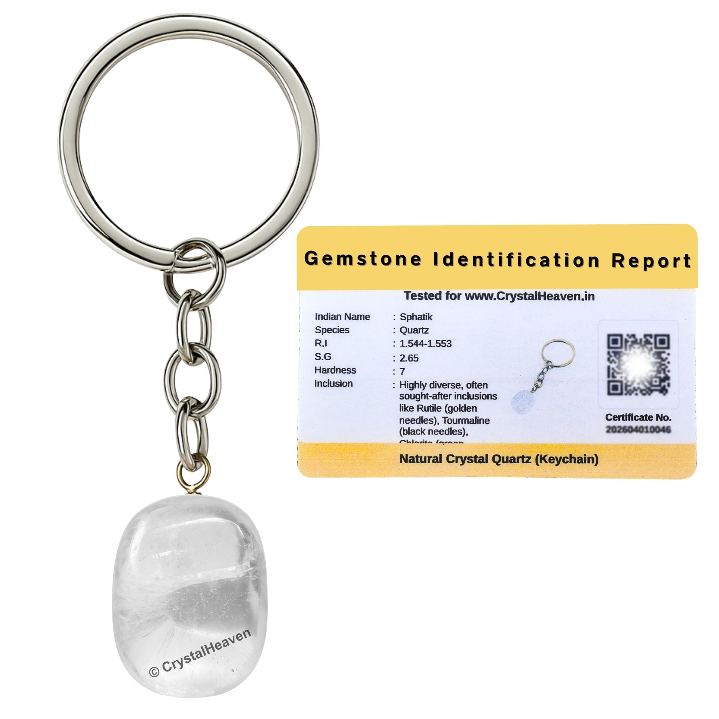 Premium Clear Quartz Keychain - Certified Crystal Key Chain and Key Ring for Girls, Cute Gemstone Accessory - Stylish Keychains Ideal Gift for Birthdays Women, Teens, and Kids