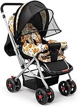 BabyGo Foldable Baby Stroller for Newborn, Infant & Toddler 0–3 Years | Lightweight Travel Pushchair | Safety Harness | Adjustable Recline Backrest | 360° Swivel Wheels | Large Storage Basket | Orange