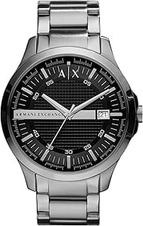 Armani Exchange Armani Exchange Hampton Analog Black Dial Silver Band Men's Stainless Steel Watch-AX2103