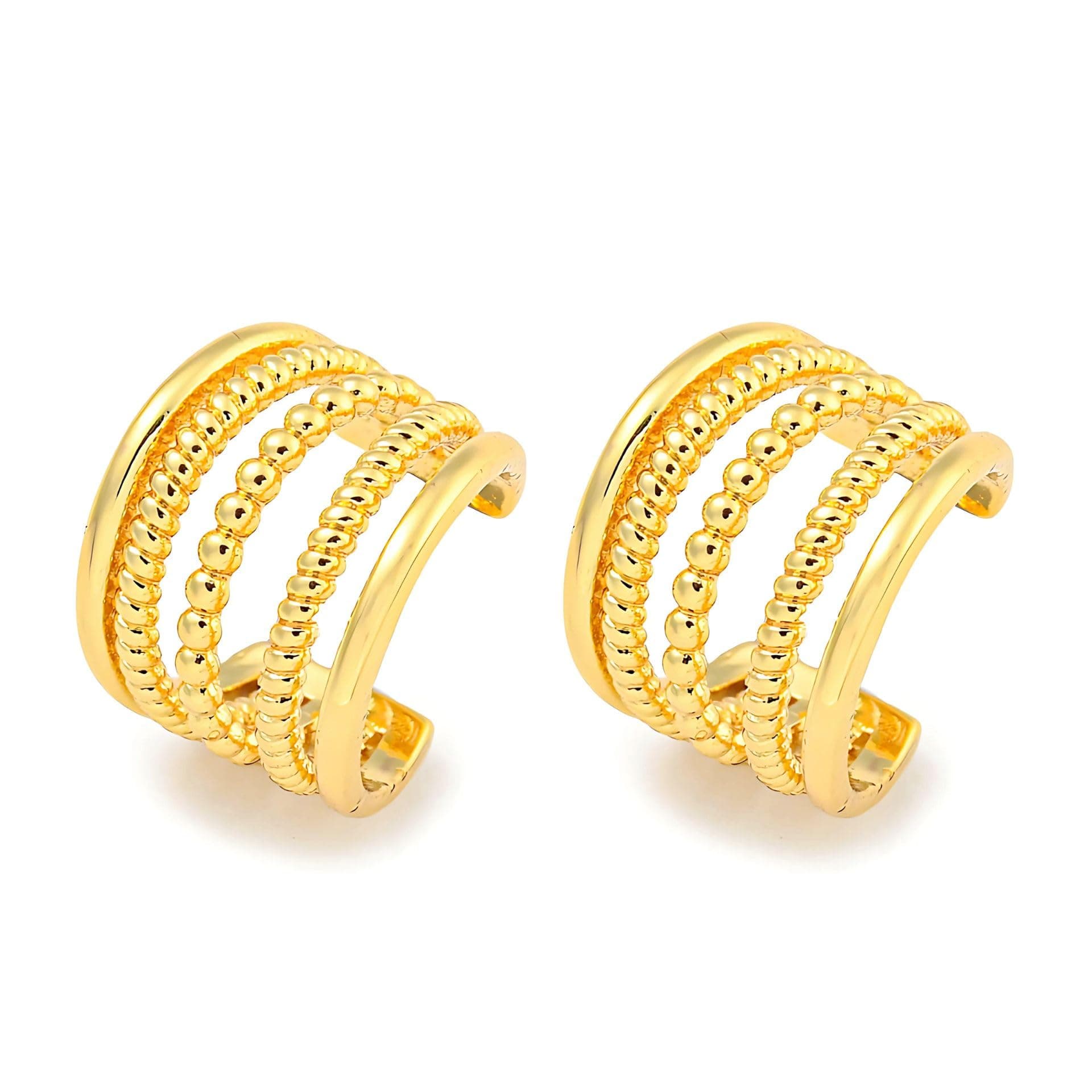 Via Mazzini Fashionable Gold Plated Textura Twist Non-Pierced Clip-On Ear Cuff Earrings For Women And Girls (ER2723) 1 Pair