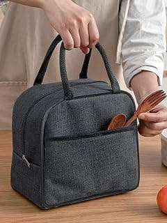 HYLOL Insulated Travel Lunch/Tiffin/Storage Bag for Women and Men Office, Collage and School (Grey) (Cotton) 7 liters