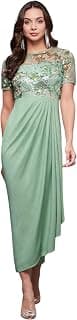 Miss Chase Women's Comfortable Round Neck Sleeveless Striped Midi Bodycon Dress with Zipper