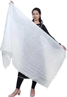 Women's Plain Cotton Dupatta Everyday Elegance Size 2.25 mtr (White-s, 1)