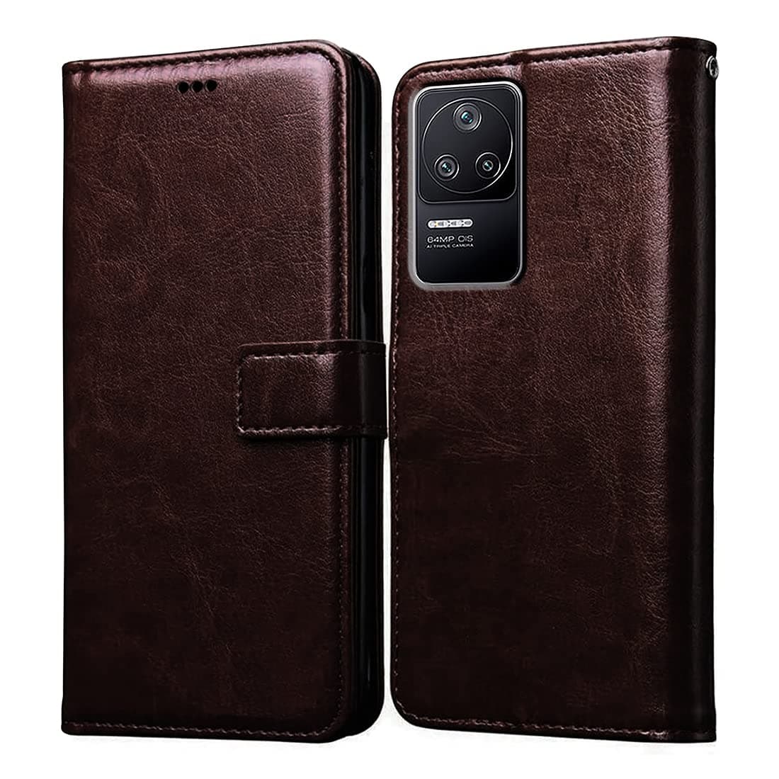 Amazon Brand- Solimo Flip Leather Mobile Cover (Soft, Flexible & Kickstand Back case) Compatible for Poco F4 5G (Coffee)