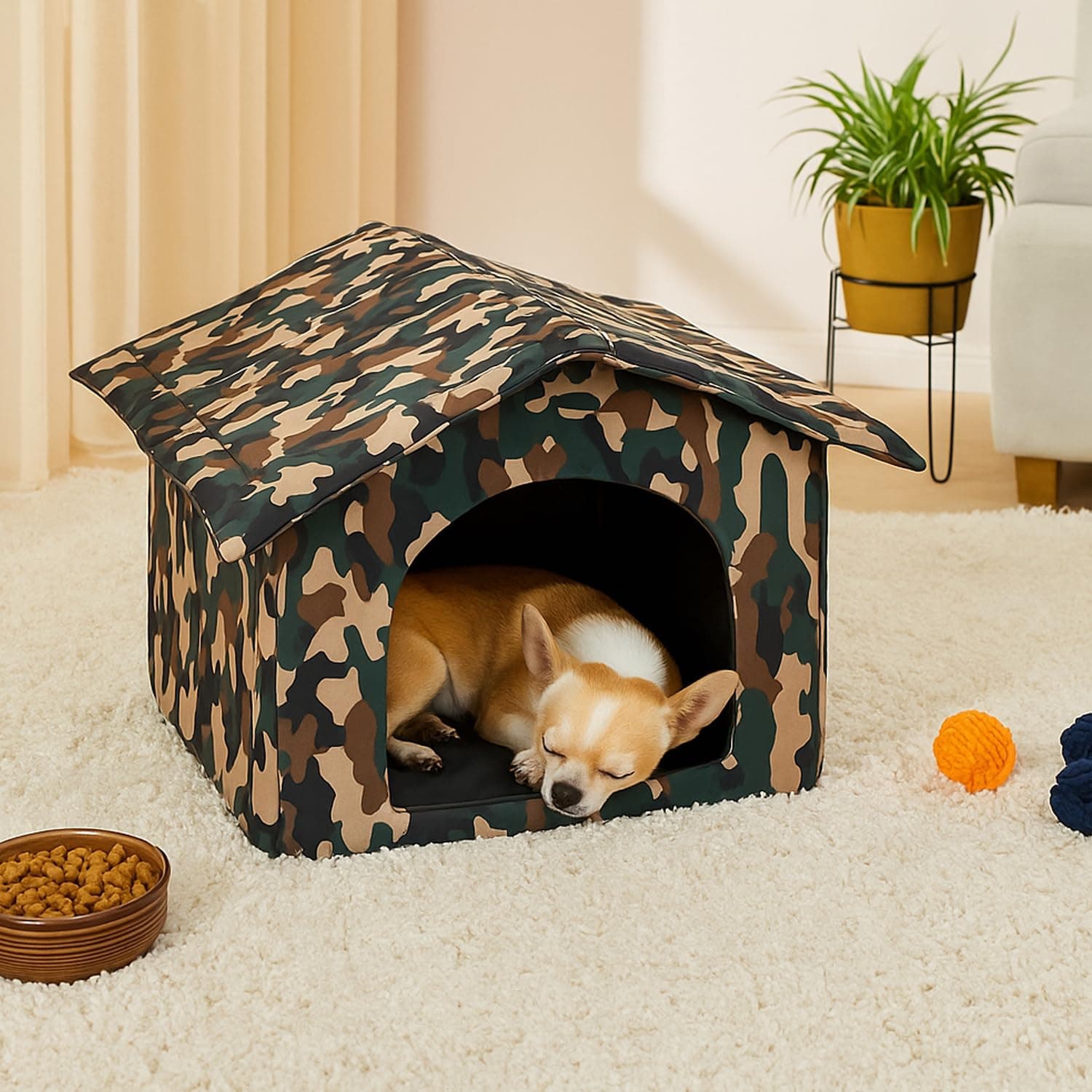Amazon Basics Soft Pet Kennel (Large) | Pet Habitat - Multi-Color Printed | Dog | 60L x 60Wx 62H Centimeters