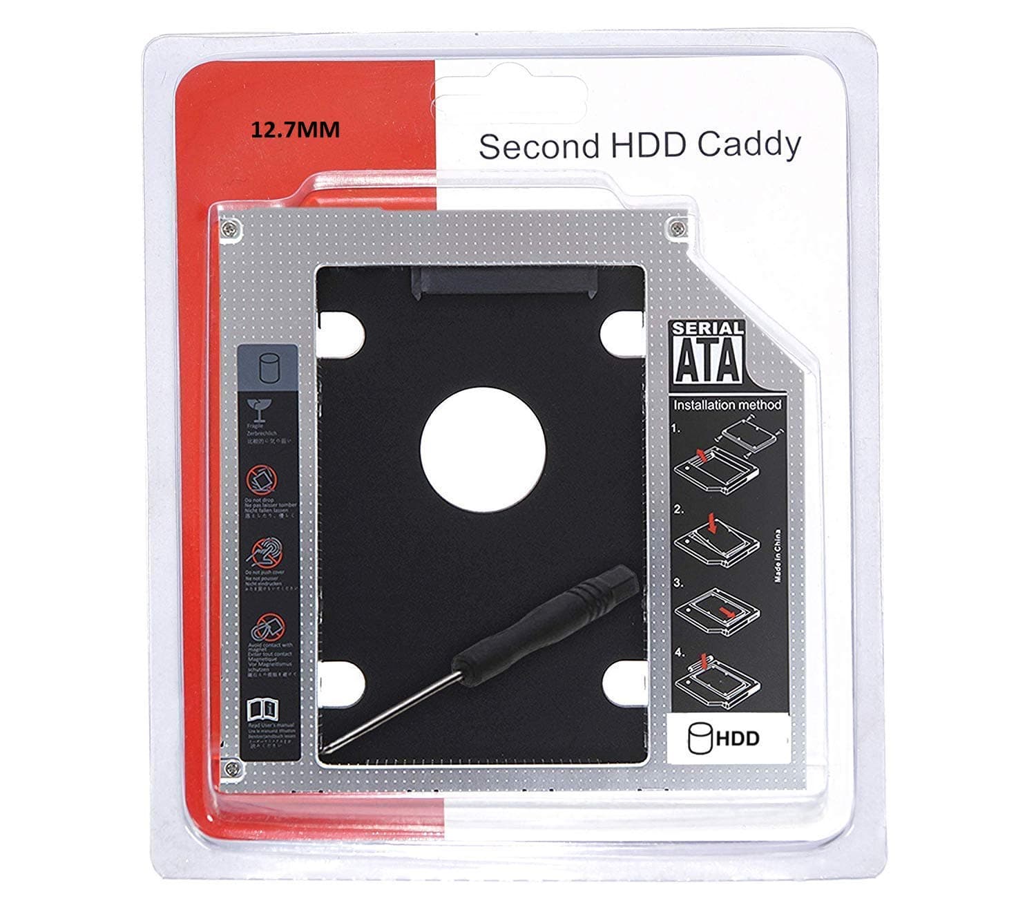 Tobo HDD Caddy 12.7mm 2nd Second DVD 2.5 Sata SSD Hard Drive for Laptop CD/DVD Drive - TD399HS-03