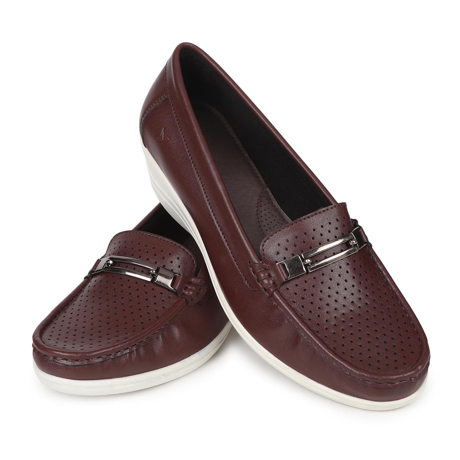 YOHO Womens Heal Casual Perforated Buckle Women Loafers Loafers