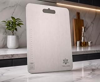 Premium Stainless Steel Chopping Board for Kitchen | Heavy Duty Cutting Board with Handle | Anti-Bacterial & Dishwasher Safe | Rust Resistant | 1mm Thick, 20.5 x 31 cm