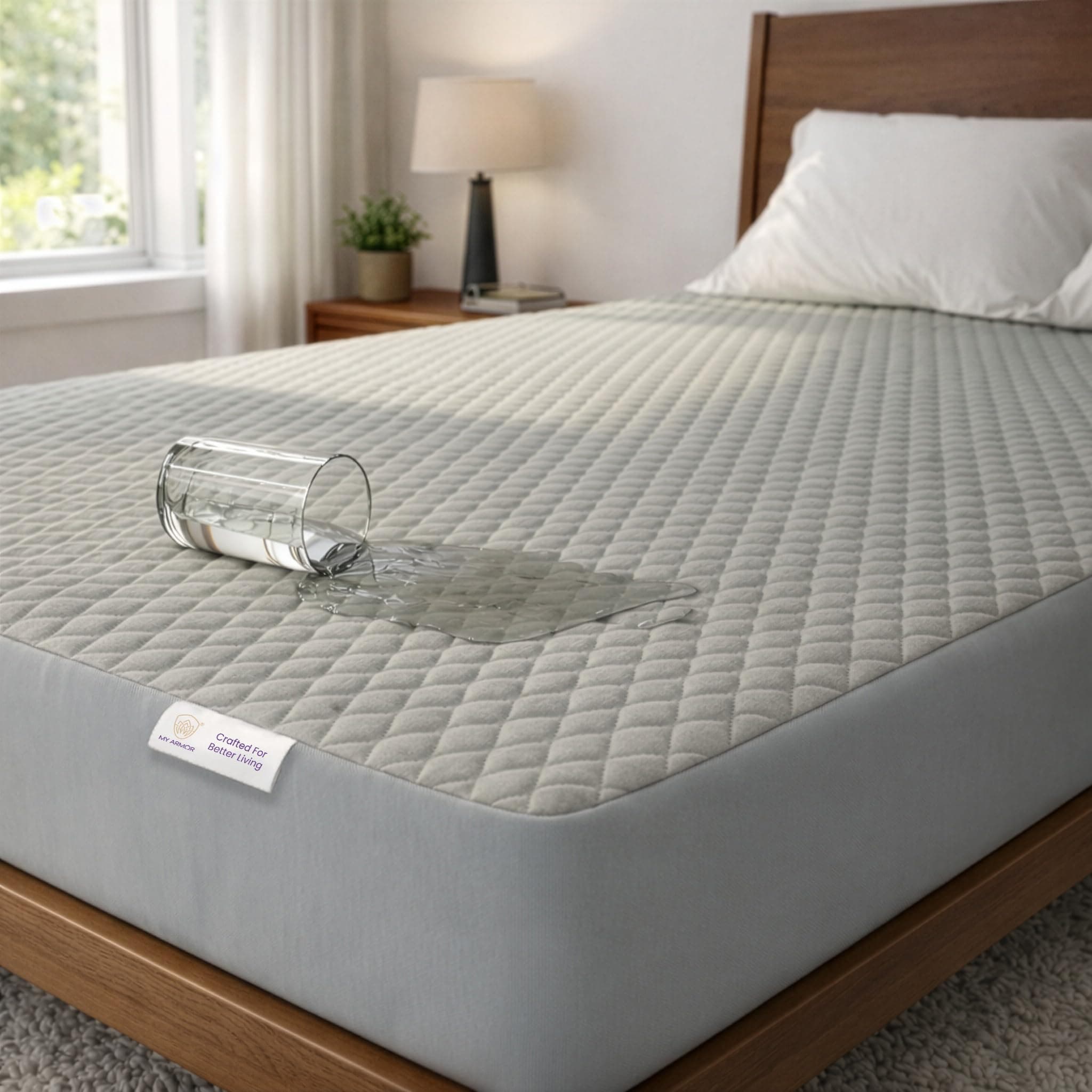 MY ARMOR Waterproof Queen Size 78x60 Inch Cotton Quilted Mattress Protector. Breathable Noiseless Ultra Soft Cover, Fitted Bed Protector Cover with Elastic Skirting (Queen 78x60 inch 6.5x5 ft, Grey)