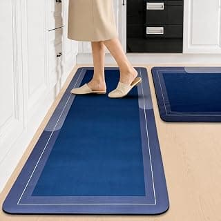 SITTELLA Rubber Kitchen Mats Set of 2, Anti-Skid Kitchen Mats, Water Absorbent Rug, Carpets, Floor Mat for Home and Kitchen (120x40cm & 40x60cm) Blue, Rectangular