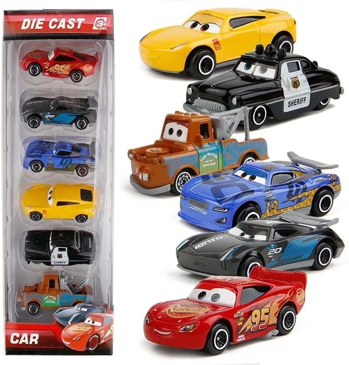 Sky Tech® Mini Metal Die Cast Car Set of-6 Toy Vehicle Play Set Free Wheel High Speed Unbreakable for Kids, Small Racing Car for Exciting Playtime Adventures, Movie Vehicles for Kids