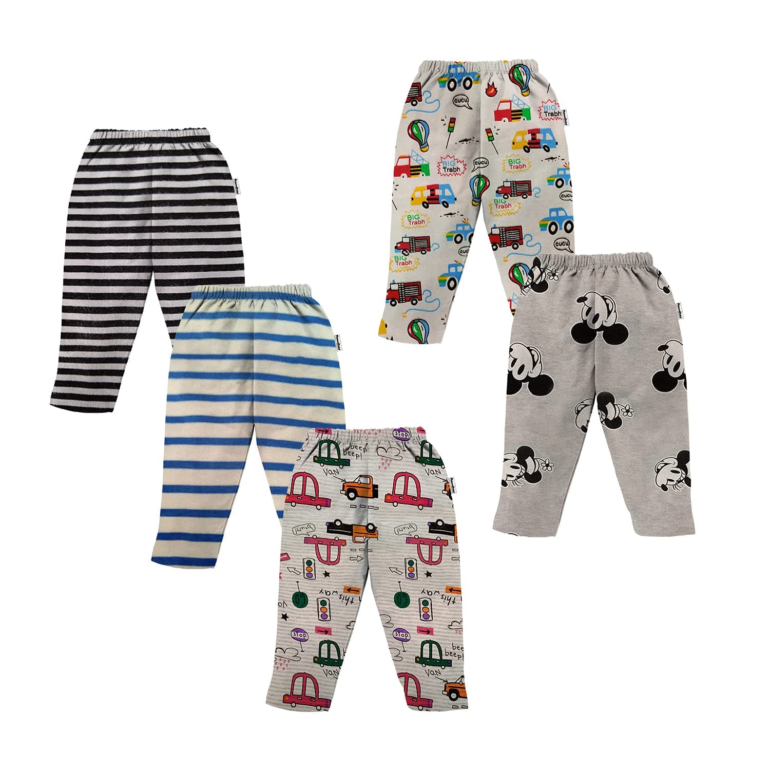 NammaBaby Unisex-Adult Baby Regular Pajama Pant Mixed Prints - Set Of 5 Years
