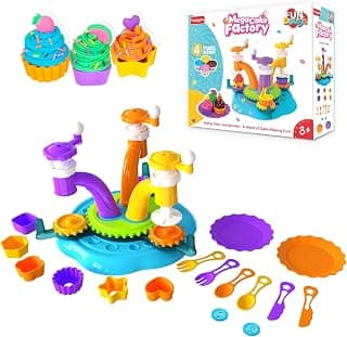 Fundough Funskool Mega Cake Factory, Make Cakes & Decorate, Pretend Play Dough Set, 4 Multicolour Tubs, Sensory Toys for Kids, Non-Toxic, Mess-Free, Creative Indoor Activity Gift for Ages 3,4,5,6,7+