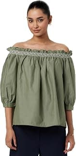 Marks & Spencer Womens Embroidery Cotton Off The Shoulder Regular Fit Top