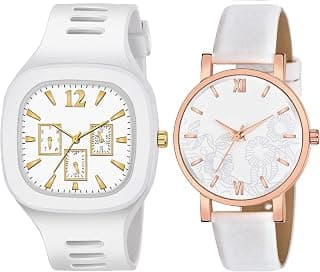 Motu Gaju Multicolour Dial Coper Case Leather Analog Couple Watch Combo for Men and Women Pack of - 2
