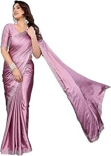 Priyashi Satin Silk Hot Fixing Stone Work Bollywood Womenn with Unstitched Blouse Piece for Women New Sari | Latest Saree