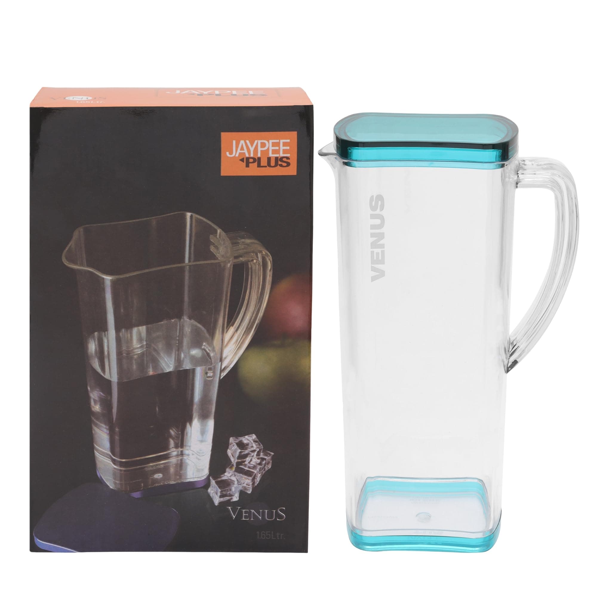 Jaypee Plus Venus Unbreakable Water Jug 1.65 Litre Easy Pour Spout & Strong Handle |Wide Mouth BPA Free Food Grade Transparent Multipurpose Jug for Milk, Juice, Beverage, Lassi, Cocktail, Green