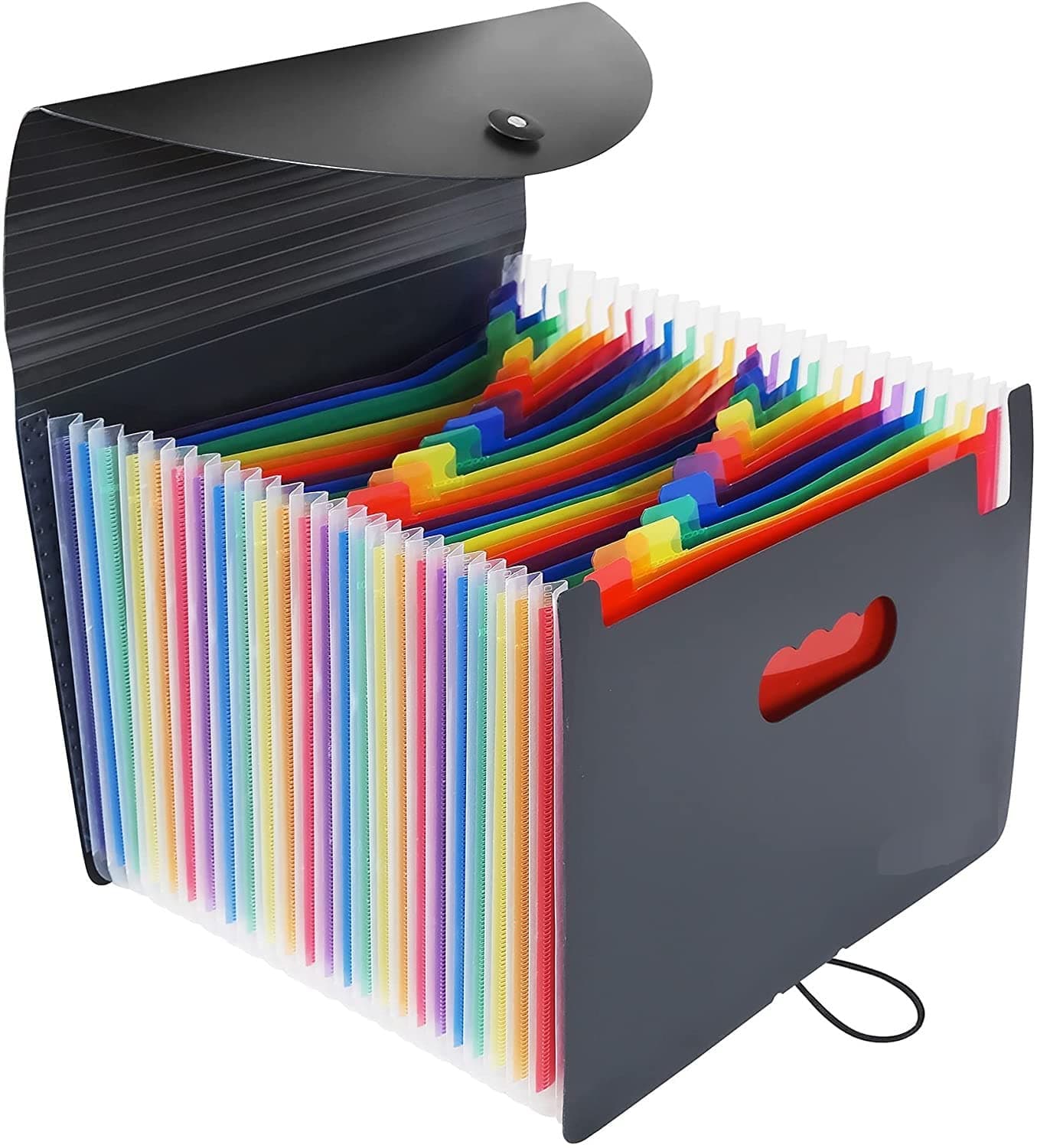 Corslet Expanding File Folder with 24 Pockets, Letter Size, Also Fits A4 Size Documents (Black)