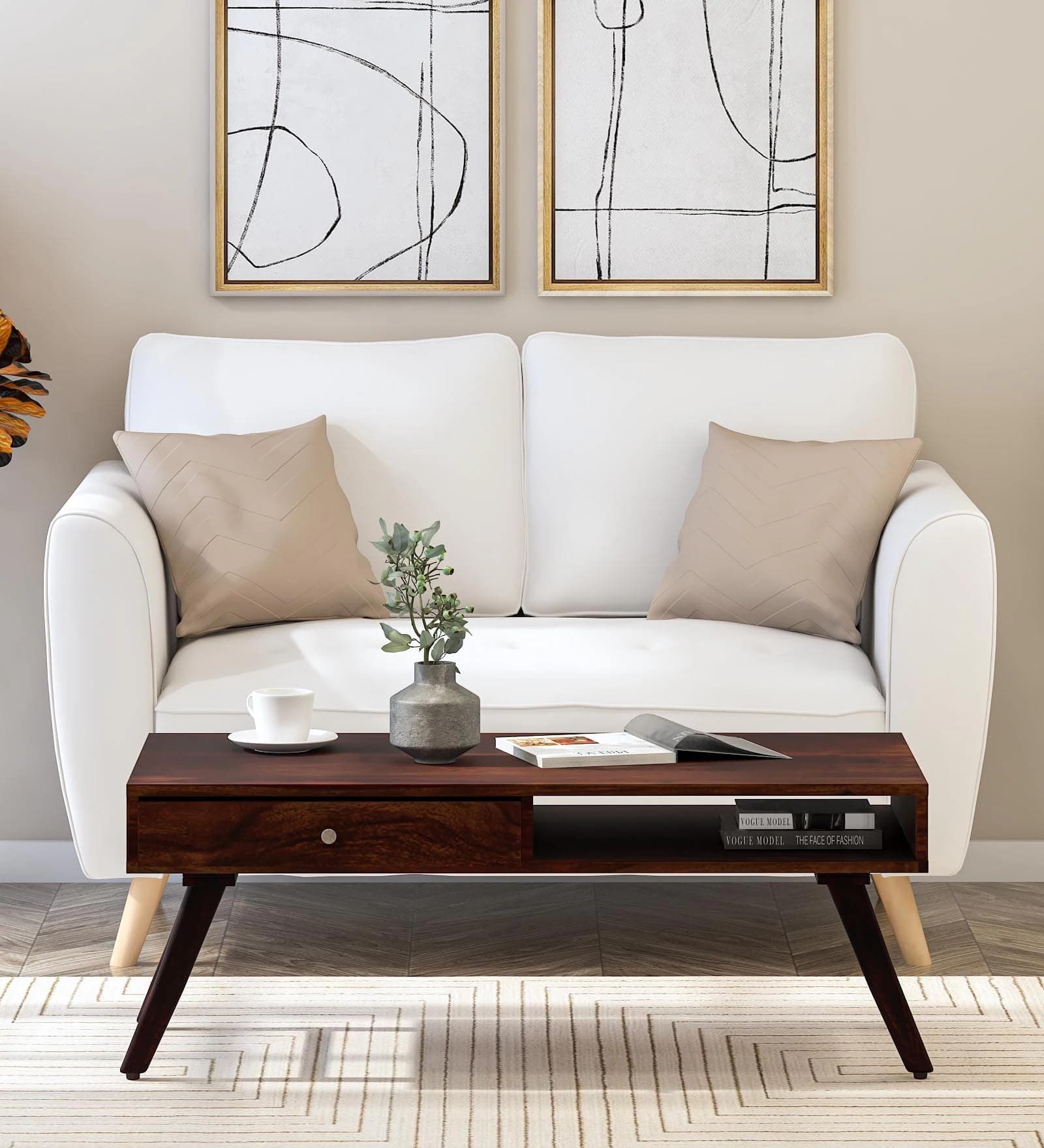 Solid Sheesham Wood Coffee Center Table For Living Room | (Minimalist)