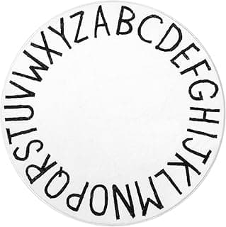 SHACOS Ultra Soft Round ABC Rug 4 Ft Alphabet Rug for Kids Room Play Rug Baby Nursery Rug Educational Playroom Carpet Classroom Rug (4 ft, Beige)