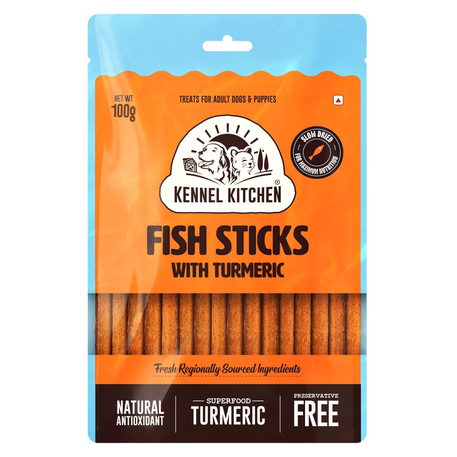 Kennel Kitchen Soft Baked Fish Stick Treats for Dogs, 100g (Pack of 1) | Soft Dog Chew Sticks | Dog Treats for Adult Dogs and Puppies