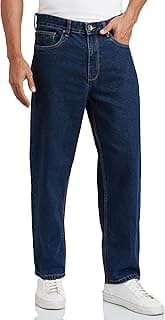 Amazon Brand - Symbol Men's Baggy Fit Cotton Jeans | Mid Rise | Loose & Relaxed | Oversized Jeans Pant