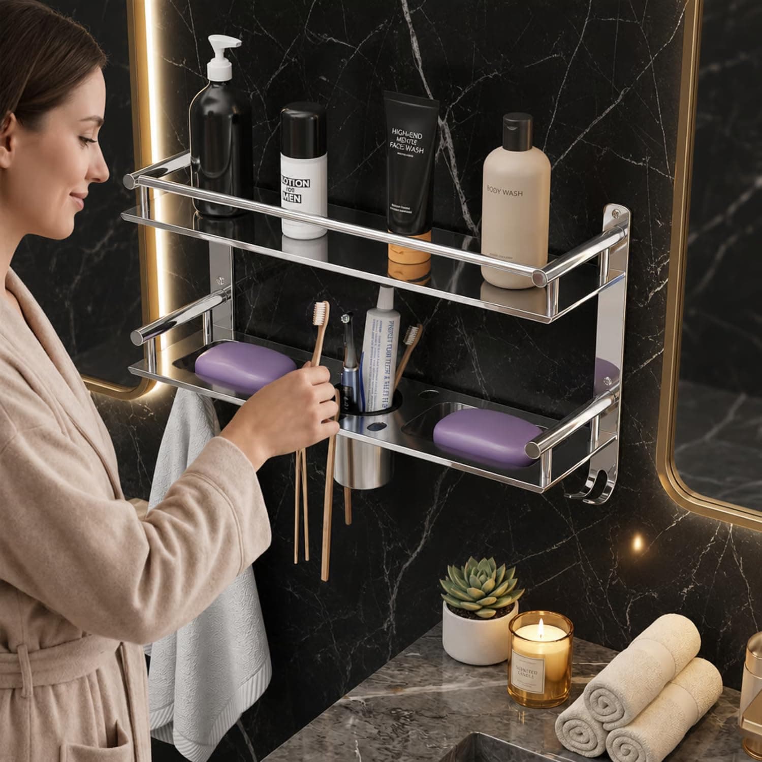 Well Set Soap & Tumbler Holder Rack 1