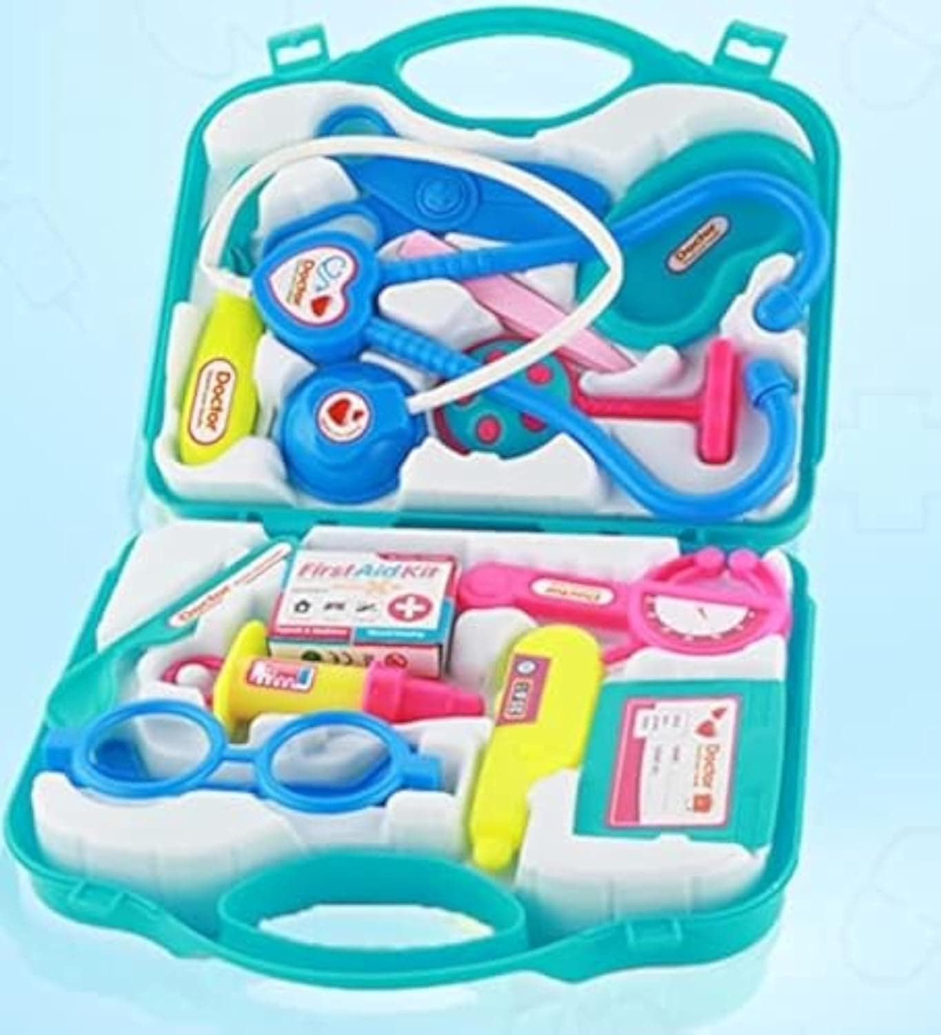 Fratelli Pretend Play Doctor Set with Foldable Suitcase, Compact Medical Accessories Pretend Play | Game Toy Kit for 3 + Year Kids, Boys and Girls (Economy Open Doctor Set-Blue)