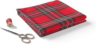 BIGREAMS Unstitched Christmas Yarn Dyed Tartan Red Check Fabric For Sewing - Wrinkle Free, 0% Color Fade, Best For DIY Clothing