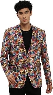 SHOWOFFFF Men Printed Single Breasted Party Blazer | Notched Lapel Full Sleeves Cotton Blazer's for Mens | Slim Fit Regular Length Blazers for Men's