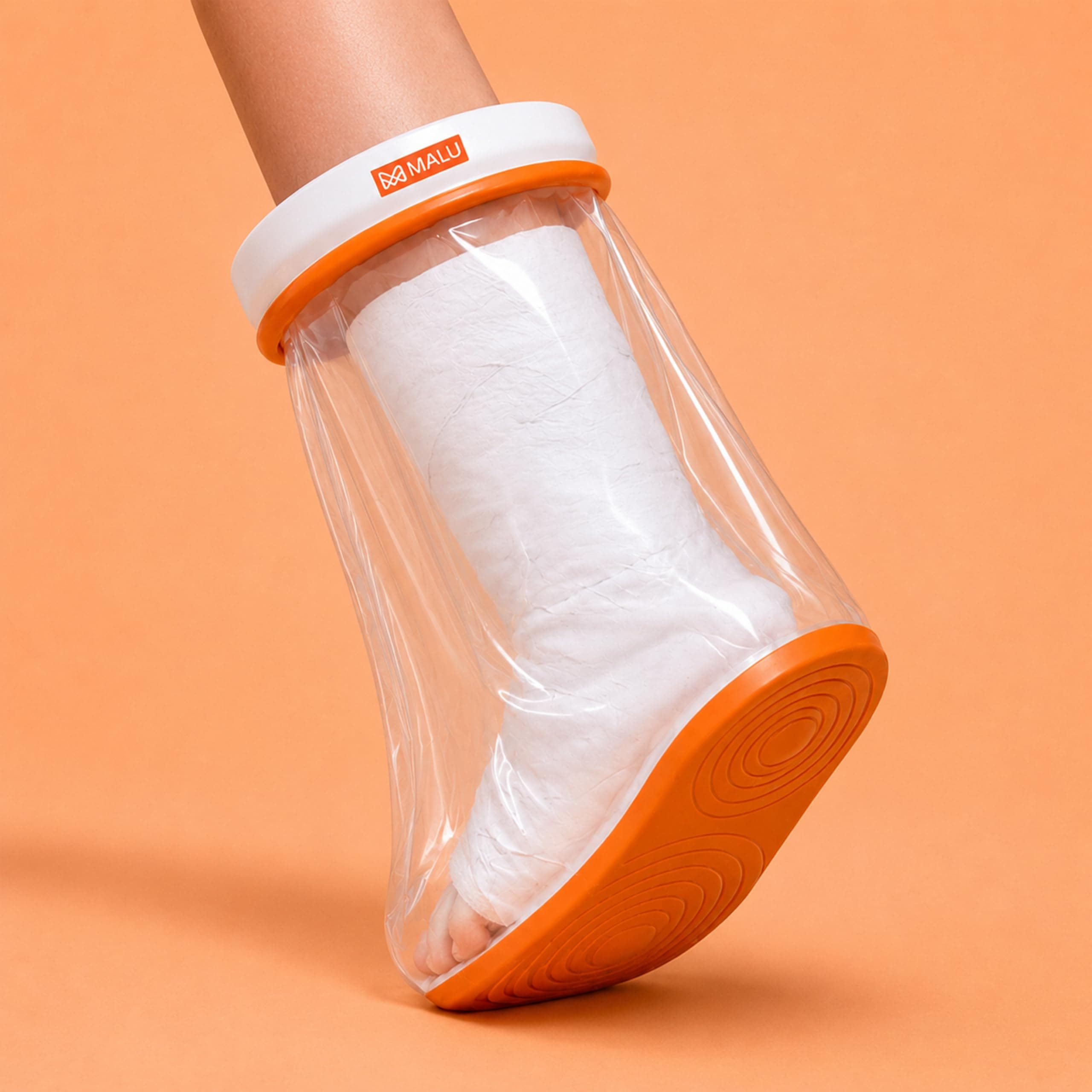 MALU HEALTHCARE 100% Waterproof Foot Cast Cover for Shower & Bath | Resuable Adult Cast Protector with Anti-Slip Bottom | Cast Covers for Shower Foot | Waterproof Shield for Showering After Surgery