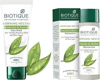 Biotique Bio Morning Nectar Visibly Flawless Skin Moisturizer, 120ml and Biotique Morning Nectar Flawless Face Wash, 150ml