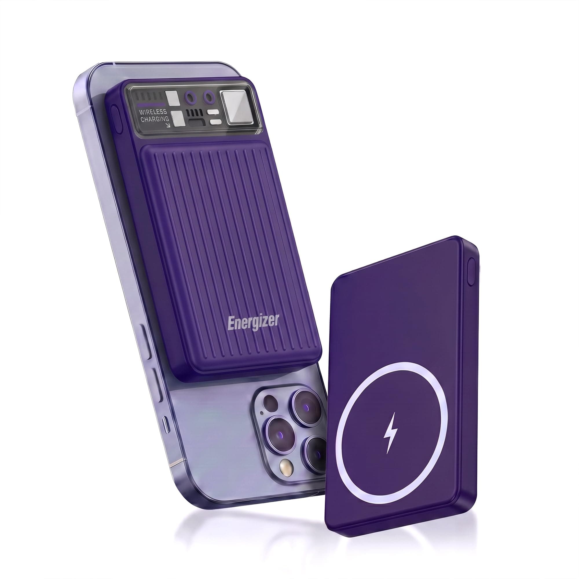 Energizer 22.5W Fast Charging Wireless Power Bank 10000mAh, 15W Qi Wireless, USB-C PD + QC Output, Compact Portable Charger for iPhone, Samsung, Android | Travel Friendly | 1 Yr Warranty | Purple