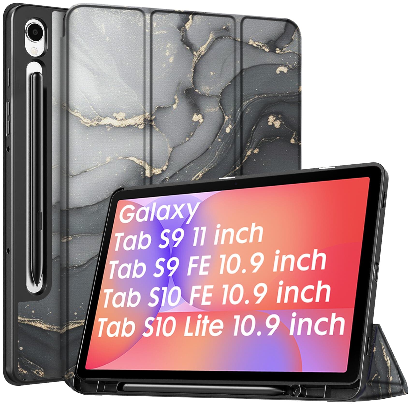 Robustrion Cover for Samsung Galaxy Tab S10 Lite 10.9" / Tab S9 FE/Tab S10 FE/Tab S9 11" with [S Pen Holder],Flip Case for Samsung Tab S10 Lite/S10/S9 FE Tablet Cover [Auto Sleep Wake] - Ocean Black
