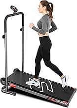 Sparnod Fitness STH-450 Manual Treadmill for Home Use, Adjustable Handle Height & Manual Incline, LCD Display, Compact & Foldable with Wheels, 120 kg Max User Weight, Assembly Required