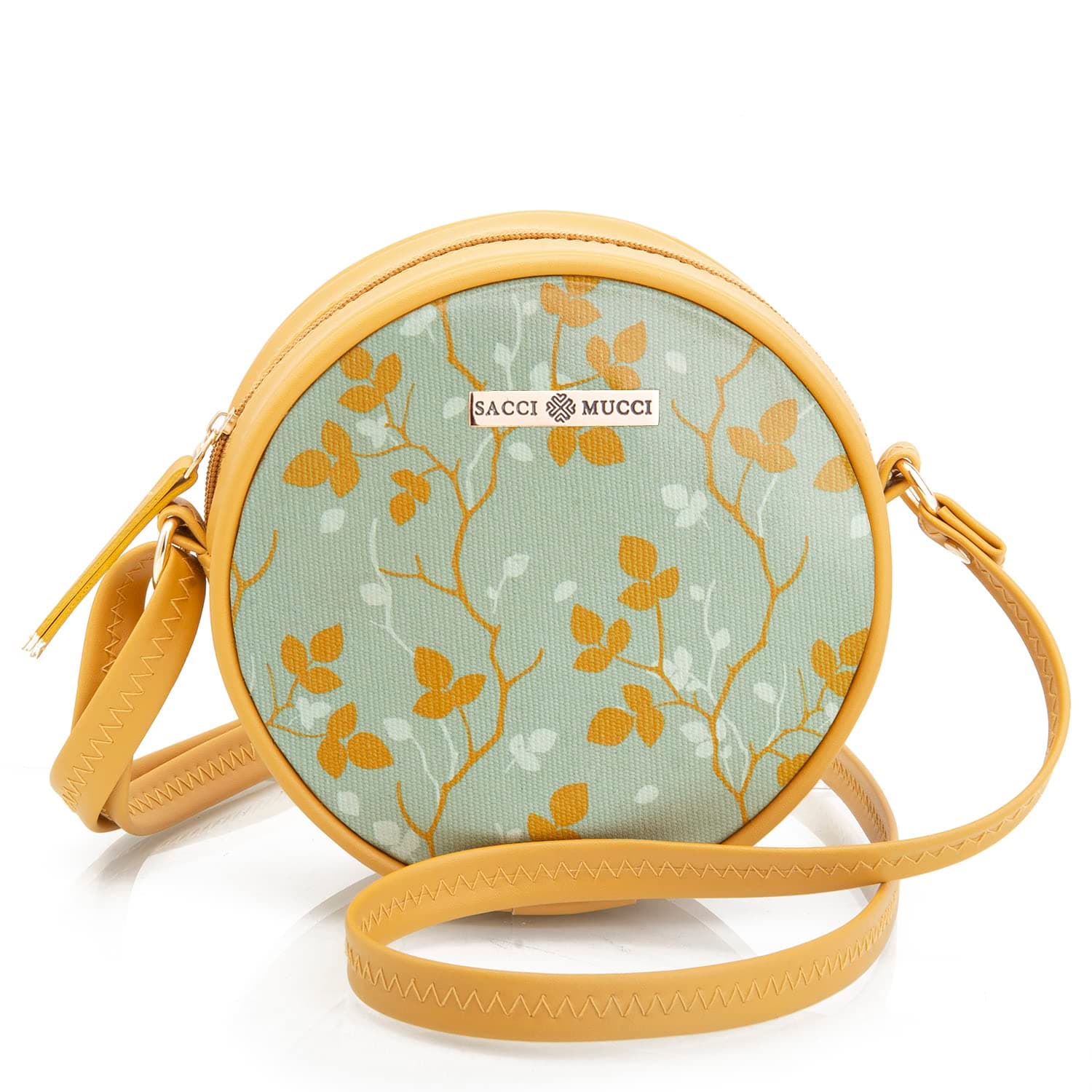 SACCI MUCCI Women Girls Printed Sling Bag Round Crossbody Purse-Floral Tree Twig Design