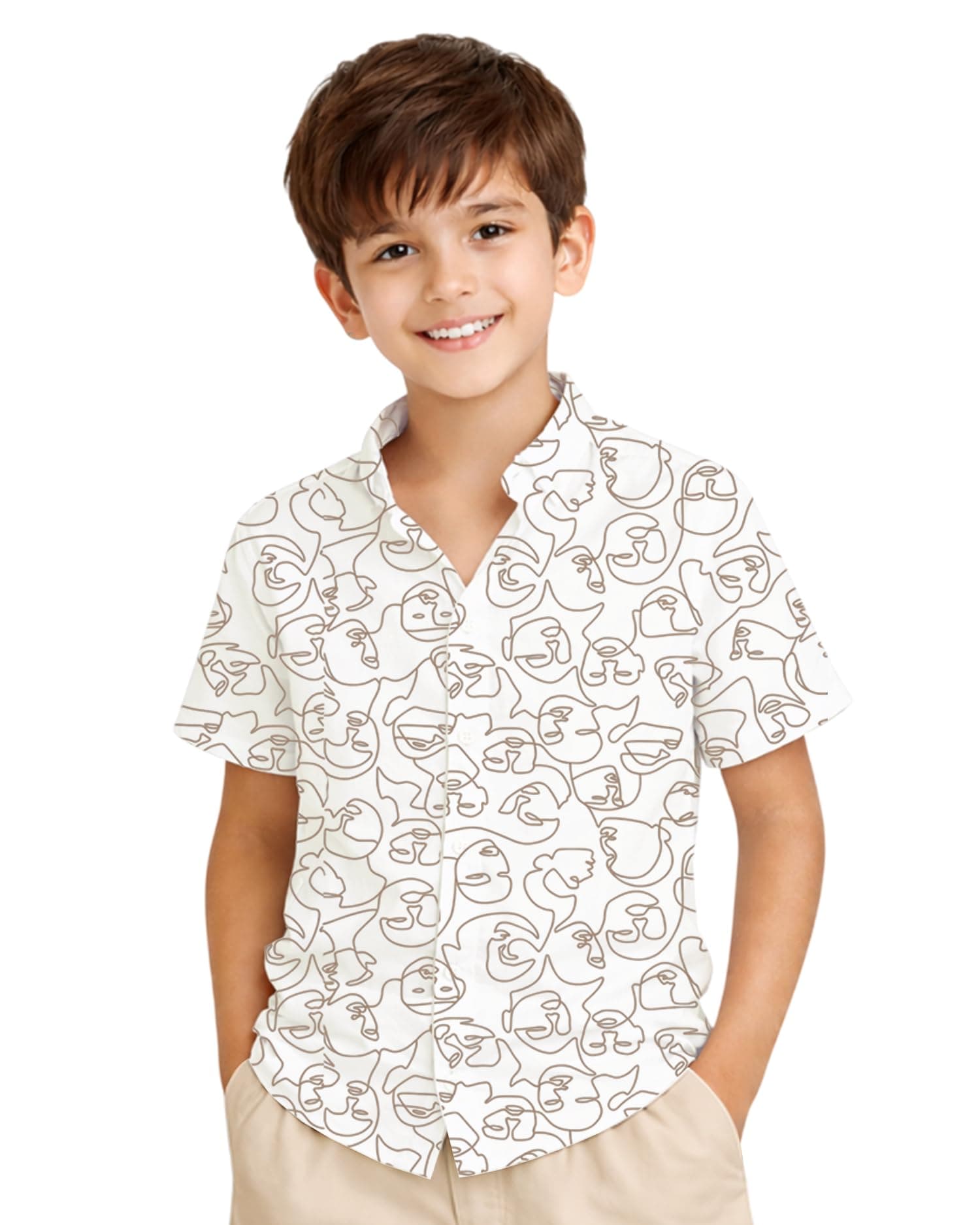 Kuchipoo Boys 100% Rayon Printed Collar Shirt | Half Sleeve Casual Shirt | Stylish Summer Wear for Boys