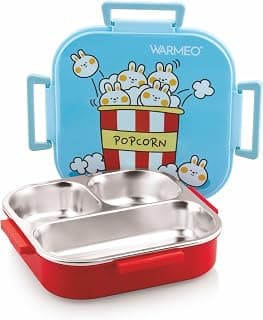 WARMEO Jerry Insulated Lunch Box with Three Compartment BPA Free, Kids Lunch Box,Food Grade Ideal for School, Picnic, Office & Outdoor - 500ml Popcorn, Stainless Steel