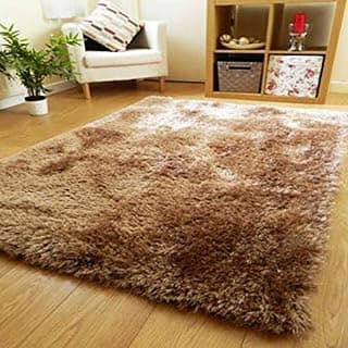 Heaven World Hand Woven Shaggy Carpet Plus Rug for Living Room, Bedroom and Polyester Anti Slip Fluffy Fur Rug Shaggy Carpet & Modern Carpet, Hall with Lobby Carpet (6x9 Feet, Gold)