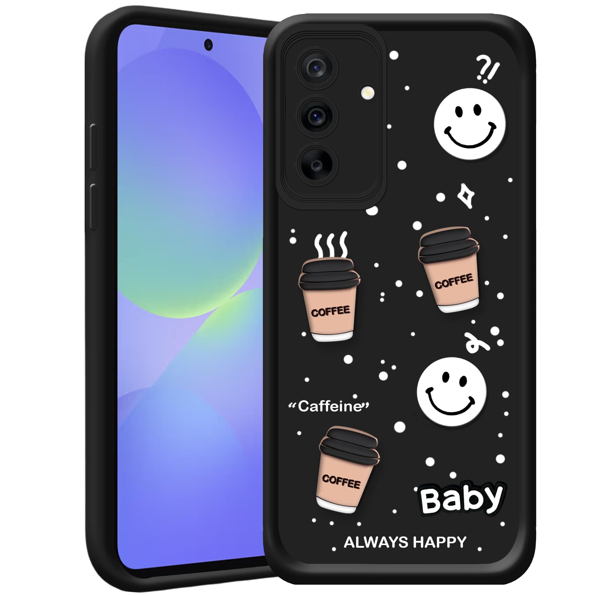 amazon basics Back Case Cover Compatible for Samsung Galaxy A36 5G | Cute Fun Cartoon 3D Ball | Coffee Silicone Case | Camera Protection | Body Protection | Shock Proof | Color Black